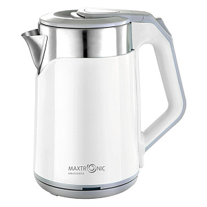 Чайник MAXTRONIC MAX-1017, нержавеющая сталь/пластик, 1800 Вт, 2,3 л, белый