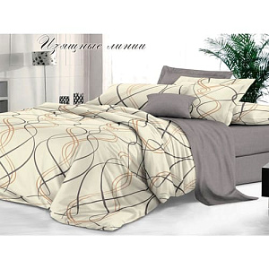 Комплект постельного белья Sateen De Luxe, Евро, наволочки 2 шт, 50х70 см, изящные линии