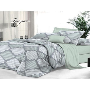 Комплект постельного белья Sateen De Luxe, 2-спальный Макси с европростыней, графика