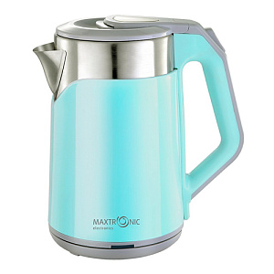 Чайник MAXTRONIC MAX-1018, нержавеющая сталь/пластик, 1800 Вт, 2,3 л, голубой