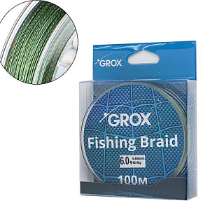 Плетенный шнур для рыбалки леска плетенка GROX 4X 0,40х100м 43,4кг, 1/300
