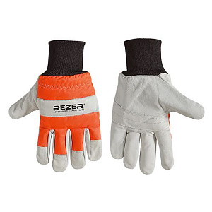 Перчатки REZER PROFI KM 1509 500, р. 9 с защитой от пропила, лев/рука, липучка, кожа+ткань, оранжевый