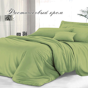 Комплект постельного белья Sateen De Luxe 2-спальный макси, гладкокрашеный, наволочка 50х70 см, фисташковый крем