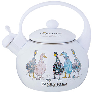 ЧАЙНИК AGNESS ЭМАЛИРОВАННЫЙ СО СВИСТКОМ СЕРИЯ, FAMILY FARM,  2, 2Л, ИНДУКЦИОННОЕ ДНО