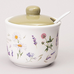 САХАРНИЦА С ЛОЖКОЙ AGNESS, FLOWER STORY, 10*9, 5 СМ 300 МЛ, КОР=36ШТ.