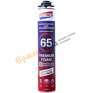 Пена монтажная профессиональная 1000мл POLYNOR PREMIUM FOAM 65 ЗИМНЯЯ -20, 12/12