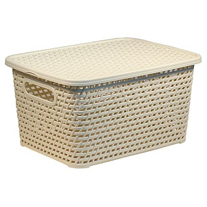Ящик с крышкой 13 л IDEA РОТАНГ М 2375, 370х280х190 мм, белый ротанг
