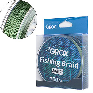 Плетенный шнур для рыбалки леска плетенка GROX 4X 0,30х100м 31,2кг, 1/500