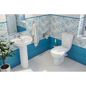Унитаз-компакт, Комфорт, белый, косой, нижн, сид.полип., 2-кн.арм, Rosa