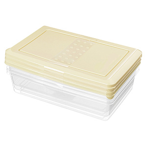 Комплект контейнеров для продуктов Homver Asti 221100725/01, прямоугольных 0.75 л х 3 шт, светло-бежевый