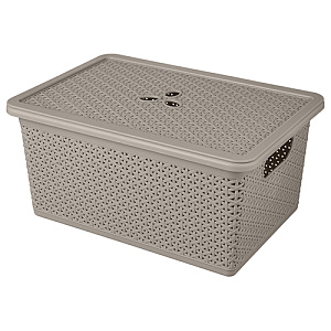 Корзина универсальная с крышкой 20 л Homver Wenge 221306035/04 прямоугольная 430х300х205 мм, серая