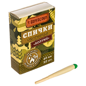 Спички Колумб 40мм, 20шт не гаснут от ветра и влаги Boyscout, 5/40