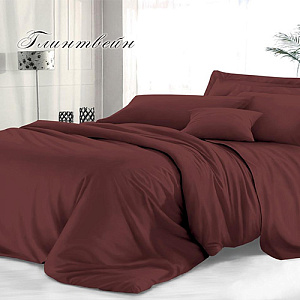 Комплект постельного белья Sateen De Luxe 2-спальный макси, гладкокрашеный, наволочка 70х70 см, глинтвейн