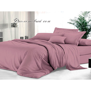 Комплект постельного белья, Sateen De Luxe, евростандарт, гладкокрашеный сатин, наволочки 50х70 см 2 шт, Фиолетовый сон