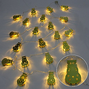 Гирлянда для дома "Золотой снеговик" 4м 20 ламп LED, 3,7*6 см прозр.пров.,1 реж, IP-20, Теплый белый (возможность соединения)
