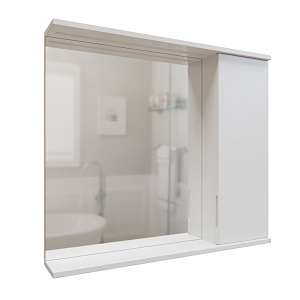 Зеркальный шкаф, Лайн-80, правый с подсветкой, ПВХ