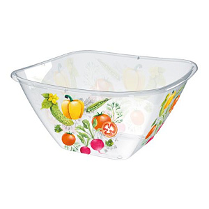 Миска квадратная 4 л Homver 223159901/00, с декором Овощной микс, бесцветный