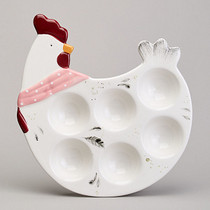 БЛЮДО НА 6 ЯИЦ LEFARD, FUNNY HENS, В ФОРМЕ КУРОЧКИ 24, 3*22*3 СМ, КОР=24ШТ.