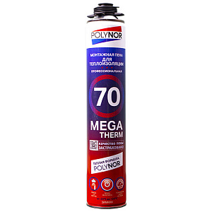 Пена монтажная профессиональная 1000мл POLYNOR MEGA THERM 70 ЗИМНЯЯ -20, 12/12